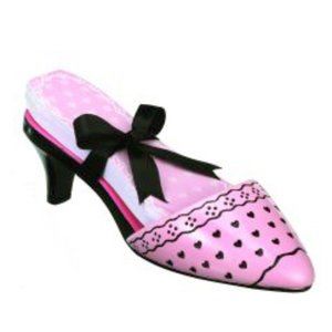 Ganz Fabulous Shoe & Notepad (Light Pink with Black Polka Dot Heart Design) NIB